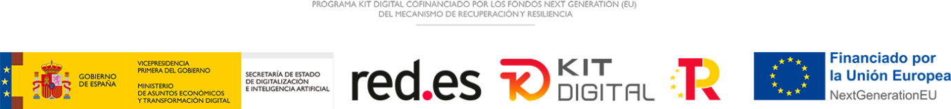 Imagen con los logotipos del programa Kit Digital cofinanciado por los fondos europeos Nexte Generation del mecanismo de recuperación y resilencia.